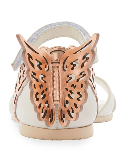 Shop Sophia Webster Evangeline Metallic Butterfly-wing Leather Sandals, Toddler In White