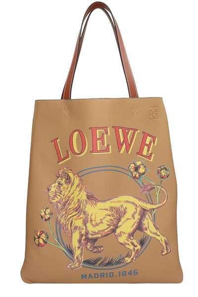 Shop Loewe Beige Leather Lion Bag