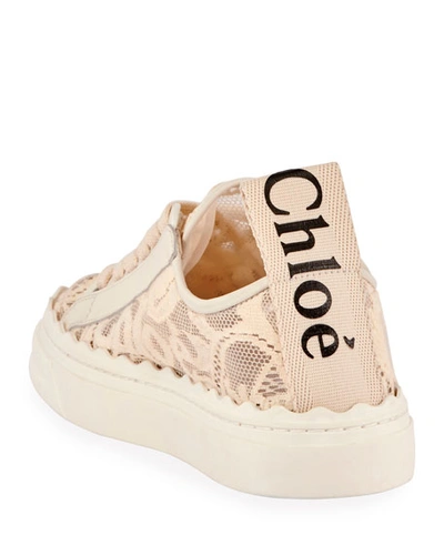 Shop Chloé Lauren Logo Lace Low-top Sneakers In Beige