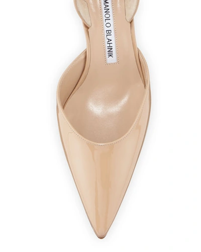 Manolo Blahnik Carolyne Low-heel Patent Halter Pumps In Black
