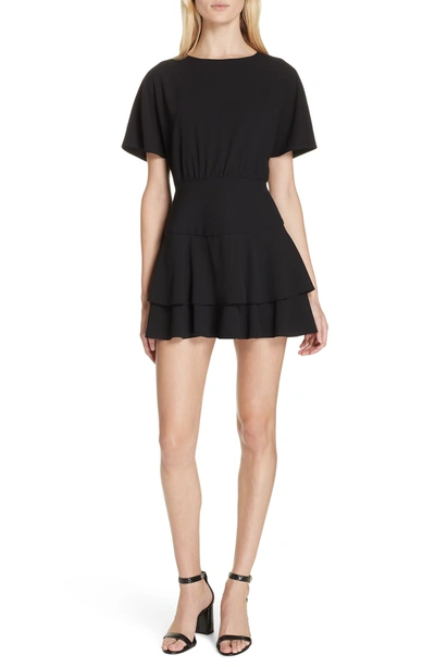 Shop Alice And Olivia Palmira Tiered Fit & Flare Minidress In Black