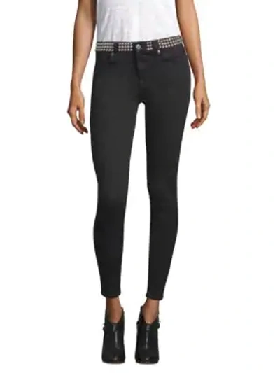 Shop 7 For All Mankind Studded Ankle Skinny Jeans In Black