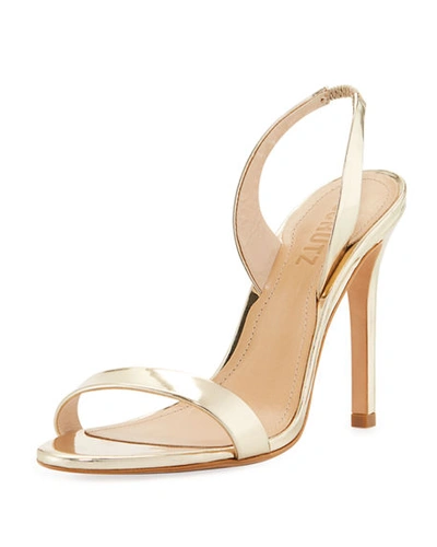 Shop Schutz Luriane Metallic Leather Slingback Sandals In Gold