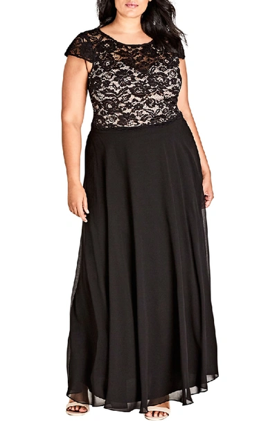 Shop City Chic Elegance Maxi Dress Set In Black