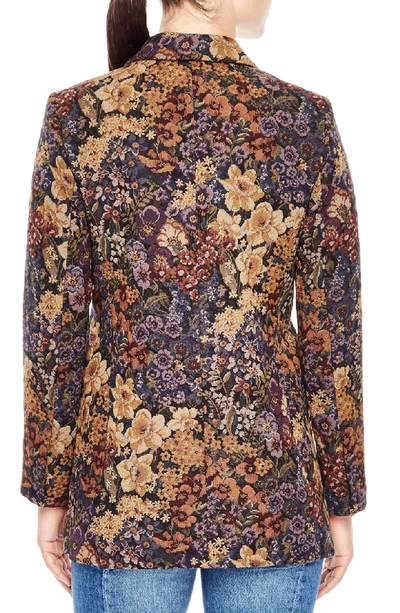 Shop Sandro Alma Print Jacquard Jacket In Multicolor