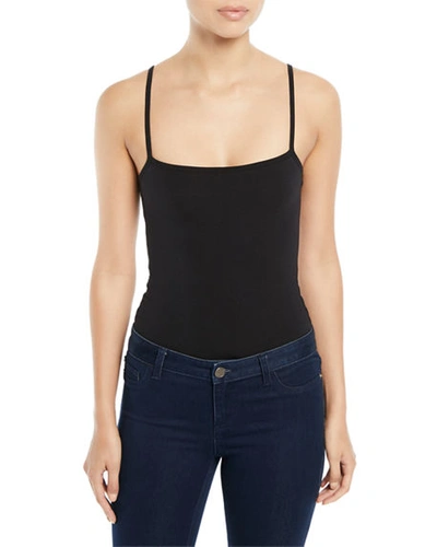 Shop Atm Anthony Thomas Melillo Luxury Finish Pima Cotton Cami Bodysuit In Black