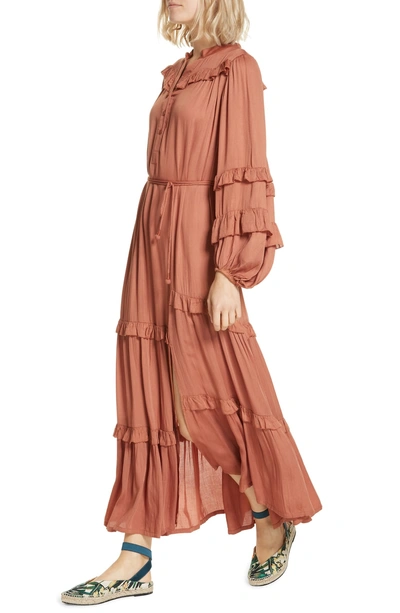 Shop Apiece Apart Gracia Flamenca Maxi Dress In Terra Cotta