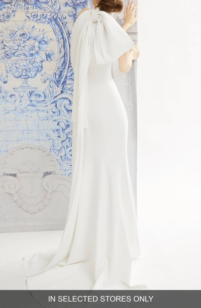 Shop Carolina Herrera Iris Bow Back Detail Halter Wedding Dress In White