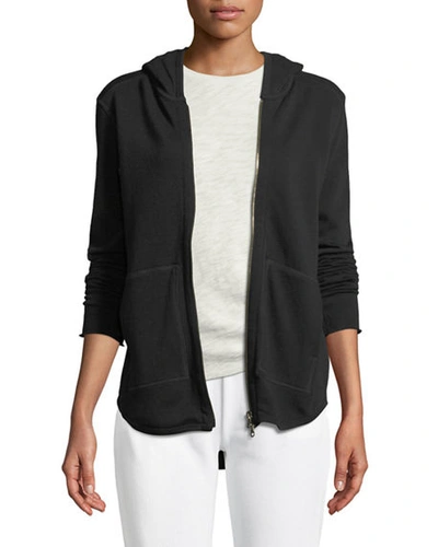 Shop Atm Anthony Thomas Melillo Zip-front French Terry Hoodie In Black