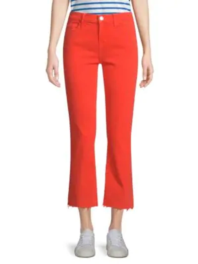 Shop Joie The Kick Raw-hem Cropped Jeans In Red