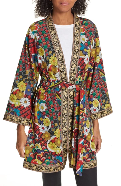 Shop Alice And Olivia Lynn Reversible Kimono In Floral Melody Multi