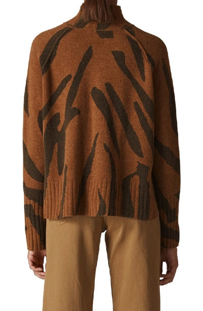 Shop Whistles Animal Stripe Merino Wool Sweater In Camel