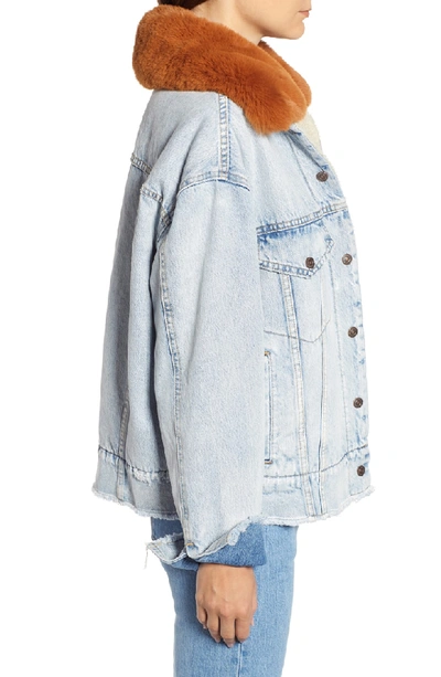Shop Levi's Oversize Faux Shearling Lined Denim Trucker Jacket With Removable Faux Fur Collar In Killing Me Softly