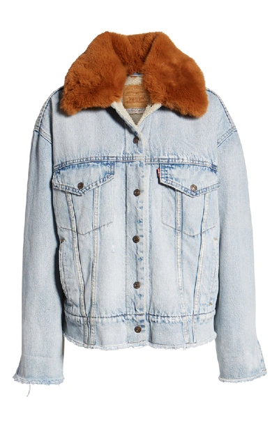 Shop Levi's Oversize Faux Shearling Lined Denim Trucker Jacket With Removable Faux Fur Collar In Killing Me Softly