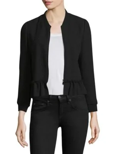 Shop Rebecca Taylor Tweed Peplum Jacket In Black