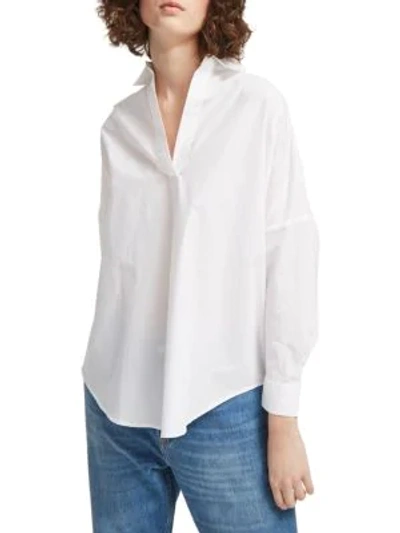 Shop French Connection Rhodes Oversized Poplin Cotton Top In Linen White