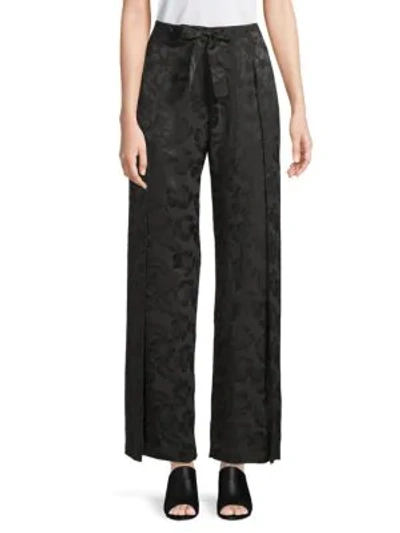 Shop Veda Floral Silk Wide-leg Pants In Black