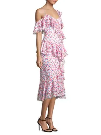 Shop Amur Dylan Ruffle Dress In Pink Multi