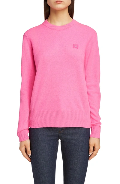 Shop Acne Studios Nalon Wool Sweater In Bright Pink