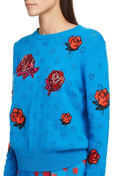 Shop Kenzo Floral Patch Sweater In French Blue
