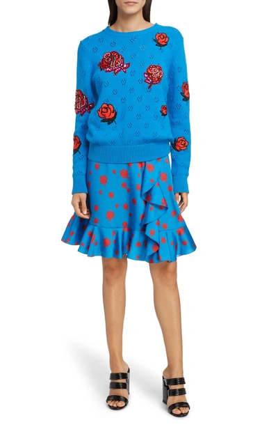 Shop Kenzo Floral Patch Sweater In French Blue