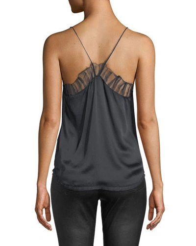 Shop Iro Berwyn Silk Cami With Lace Trim In Black