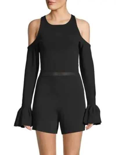 Shop Jonathan Simkhai Cold-shoulder Flared Jumpsuit In Black