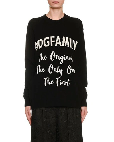 Shop Dolce & Gabbana Cashmere Oversized Family Intarsia Sweater In Black/white