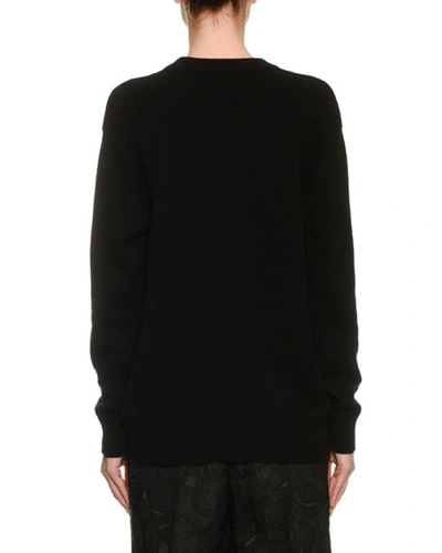 Shop Dolce & Gabbana Cashmere Oversized Family Intarsia Sweater In Black/white
