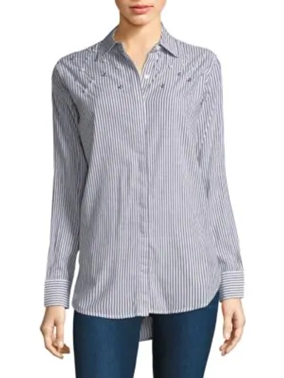 Shop Rails Taylor Stripe Pearl Shirt In Grey