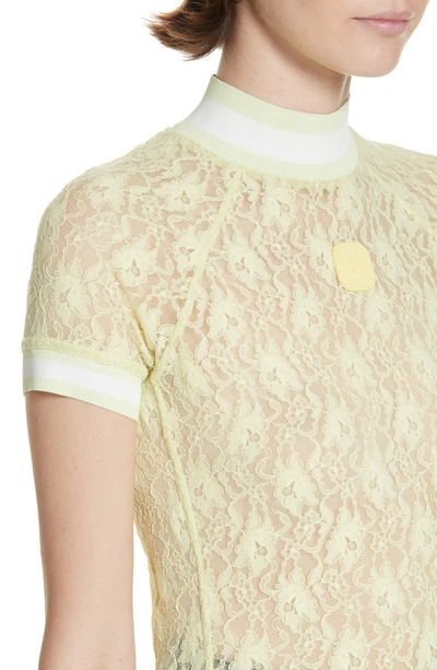 Shop Alexander Wang T Rib Trim Lace Top In Lime