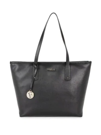 Shop Furla Winged Leather Tote In Onyx