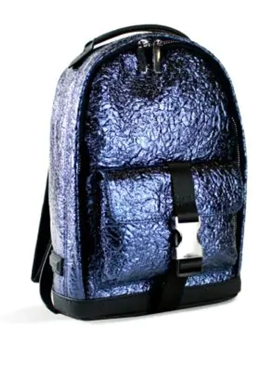 Shop Kendall + Kylie Atlas Mini Metallic Backpack In Navy