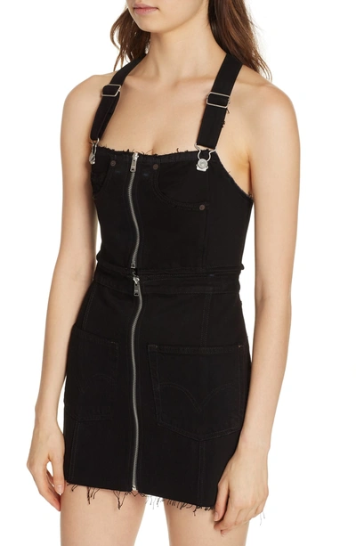 Shop Re/done Overall Denim Dress In Black