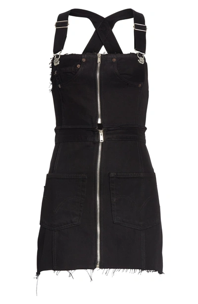 Shop Re/done Overall Denim Dress In Black