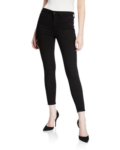 Shop L Agence Margot High-rise Skinny Ankle Jeans In Noir