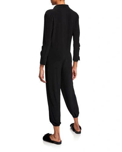 Shop Norma Kamali Spread-collar Jog Jumpsuit In Black