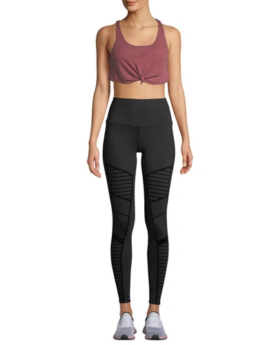 Flocked High-Waist Moto Legging in Black by Alo Yoga