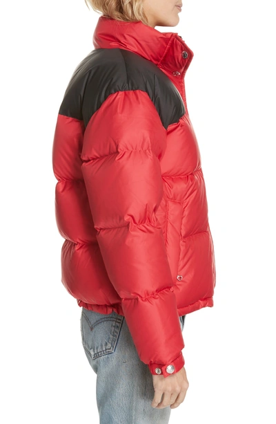 Shop Re/done Crop Puffer Jacket In Red/ Black