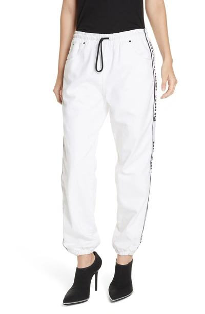 Shop Alexander Wang T Logo Stripe Track Pants In Optic White
