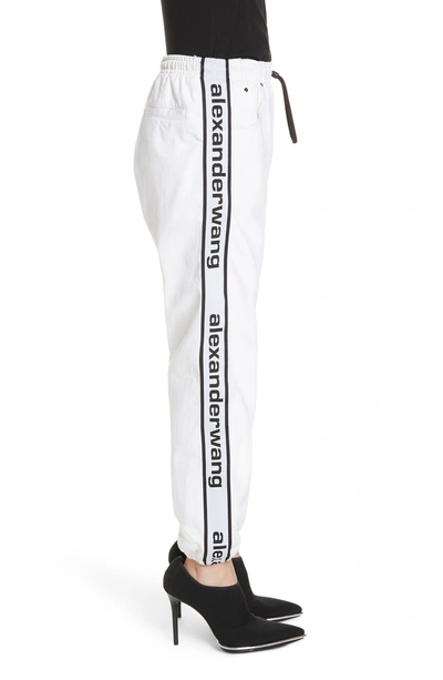 Shop Alexander Wang T Logo Stripe Track Pants In Optic White