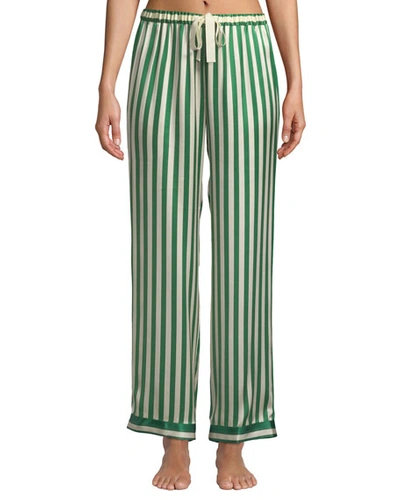 Shop Morgan Lane Chantal Striped Silk Pajama Pants In Emerald