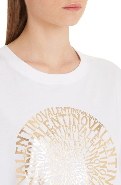 Shop Valentino Circle Logo Tee In White Gold