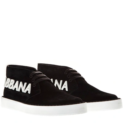 Shop Dolce & Gabbana Black Suede Laced Up Sneakers