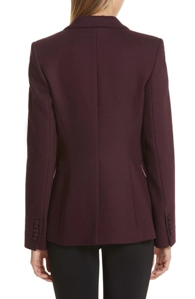 Shop Adam Lippes Imitation Pearl Embellished Double Face Blazer In Burgundy