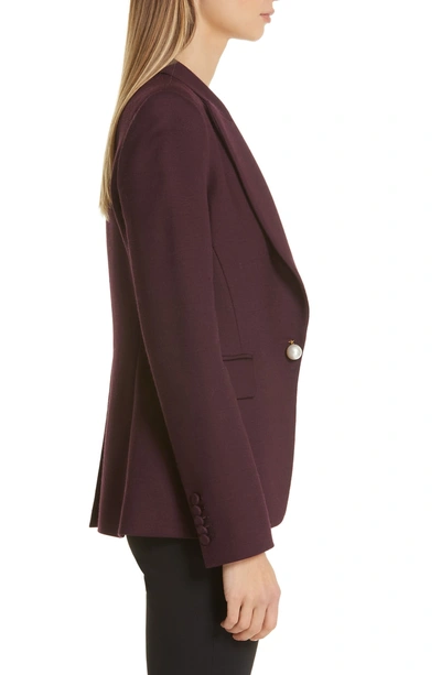 Shop Adam Lippes Imitation Pearl Embellished Double Face Blazer In Burgundy