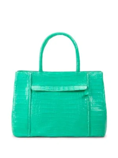 Shop Nancy Gonzalez Crocodile Leather Tote Bag In Mint