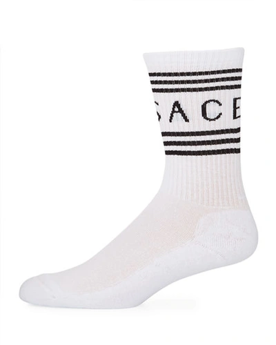 Shop Versace Men's Athletic Band Socks In White