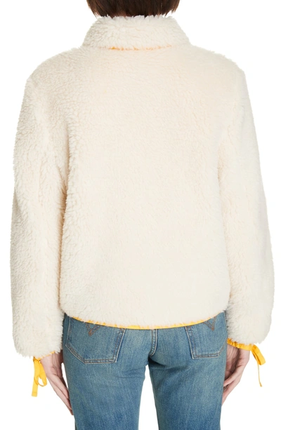 Shop Tory Burch Faux Shearling Jacket In New Ivory