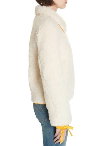 Shop Tory Burch Faux Shearling Jacket In New Ivory